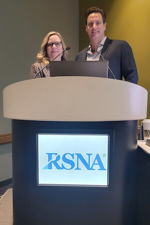 (left to right) Christina Calvin and Craig DeVincent present their RSNA Educational Session: "Wait!! WHAT?! An MRI System is Going Where????" Christina Calvin and Craig DeVincent present their RSNA Educational Session: "Wait!! WHAT?! An MRI System is Going Where ????"