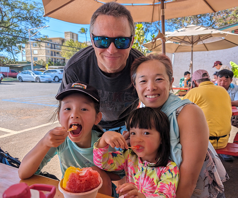 Family eating ice cream together