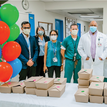 Members of the new Emergency Radiology section at ZSFG. Left to right: Vinil Shah, MD, Margaret Damiano, MBA, Shital Gandhi, MD, Jason Talbott, MD, PhD; Mark Wilson, MD