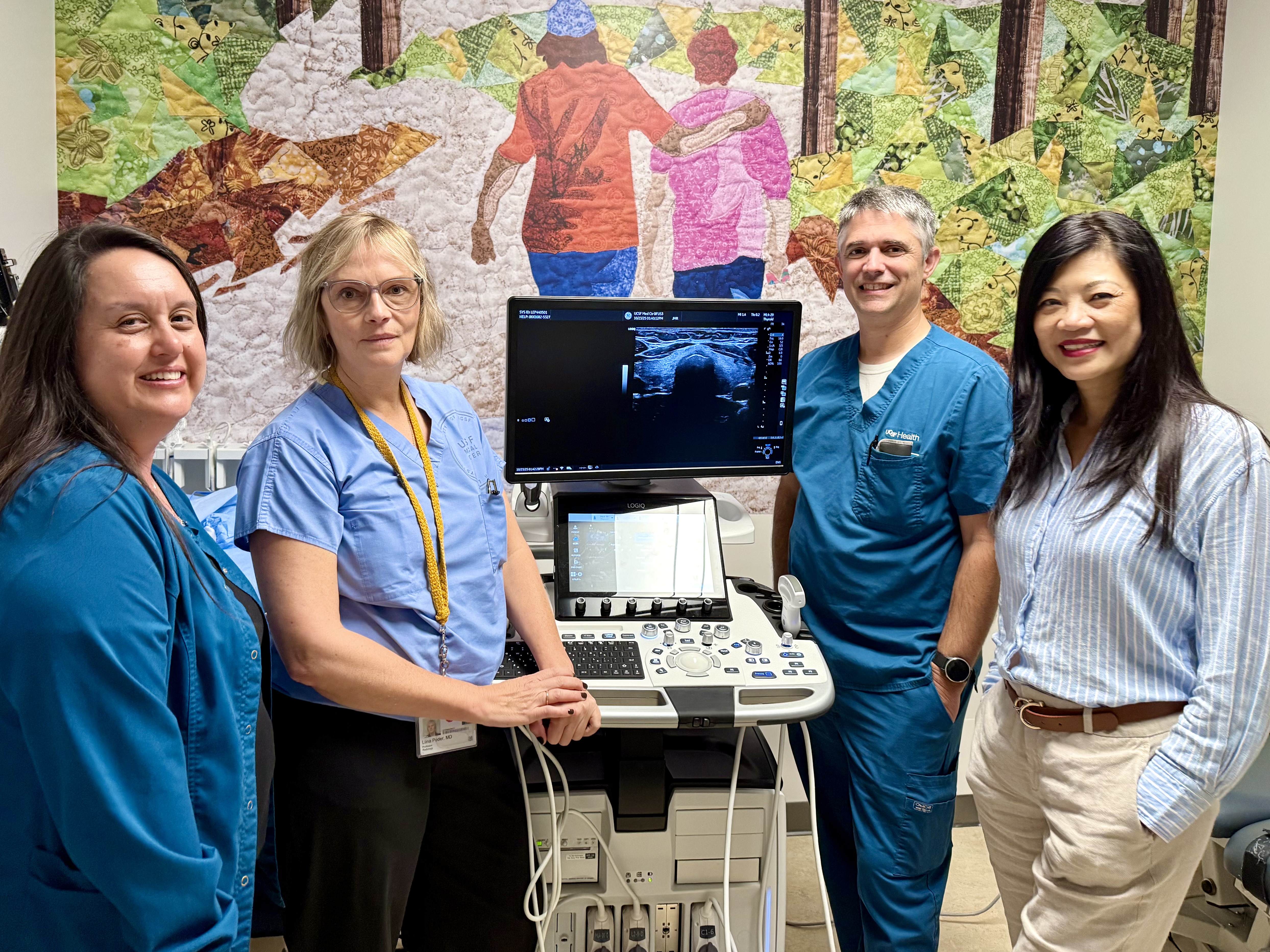 Jennifer Paoletti, Liina Poder, Darrin Marin, and Chelsy Coco. Team of sonographers.