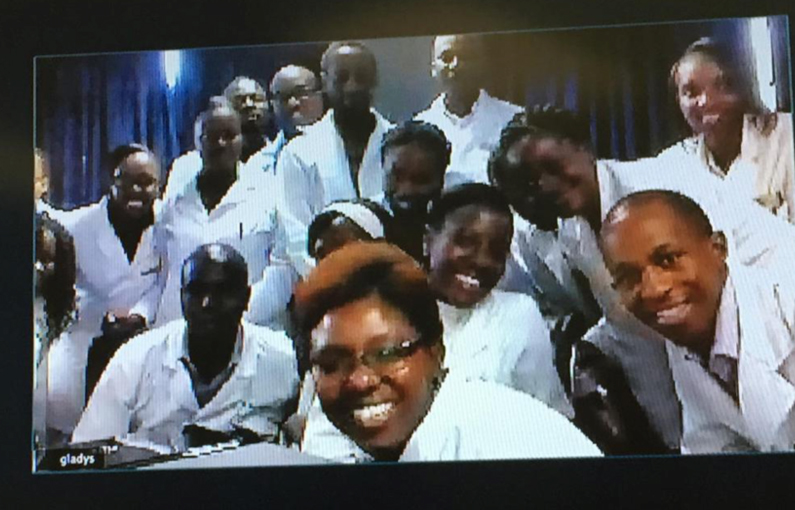 Medical trainees in Kenya connect to hear a live virtual lecture at UCSF.