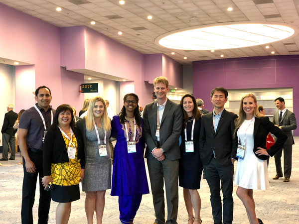 (L-R): Gabriel Magana, Adela Tan, RN; Chloee Wendorf, Erika Padilla-Morales, Thomas Hope, MD, Michelle Swenson, Youngho Seo, PhD, Ashley Mishoe, PharmD