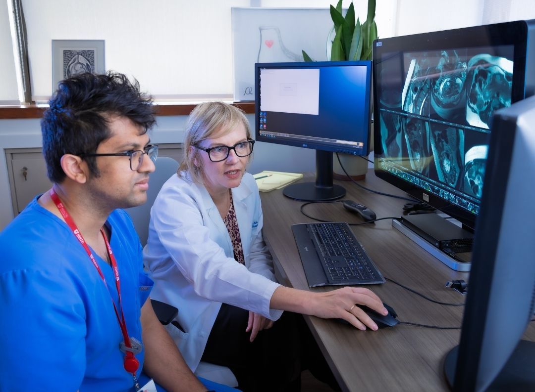 Radiologists interpret an ultrasound