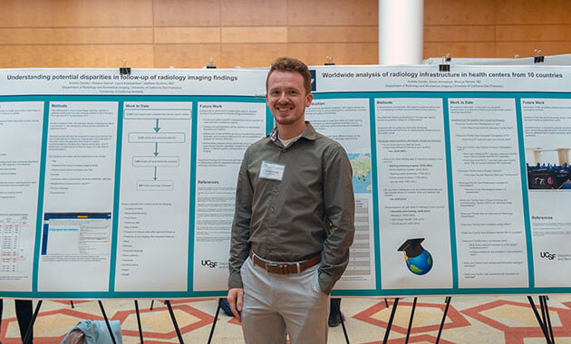 Andres Calvillo presents his work with PI, Dr. Bhavya Rehani during the Summer of 2019