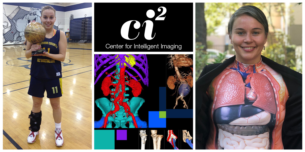 collage of images of Tijana Popovic (basketball, wearing a t-shirt showing enteral organs). 