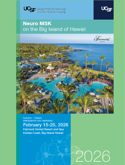 Promotional flyer for UCSF Neuro and Musculoskeletal Imaging on the Big Island of Hawaii on the Big Island of Hawaii, Sunday, February 8, 2026 to Friday, February 13, 2026