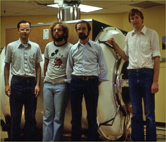 Some of the UCSF/UC Berkeley team in 1981 working on the development of an early clinical MRI