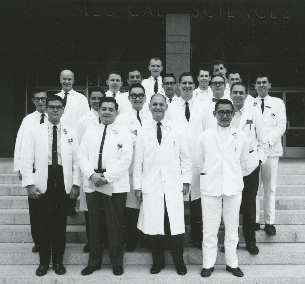 Longtime faculty member Dr. Hideyo Minagi (front right) and Dr. Alexander Margulis (standing next to Dr. Minagi) with UCSF radiologists in the 1960s