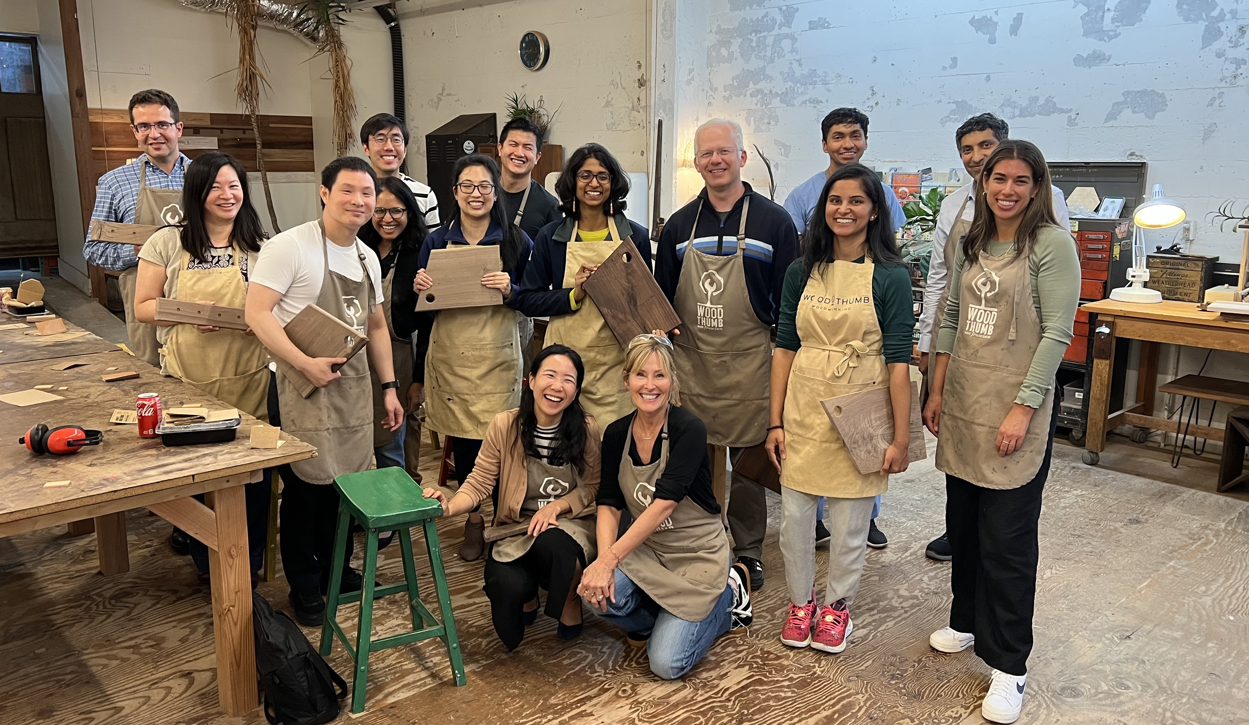Group shot with woodworking projects