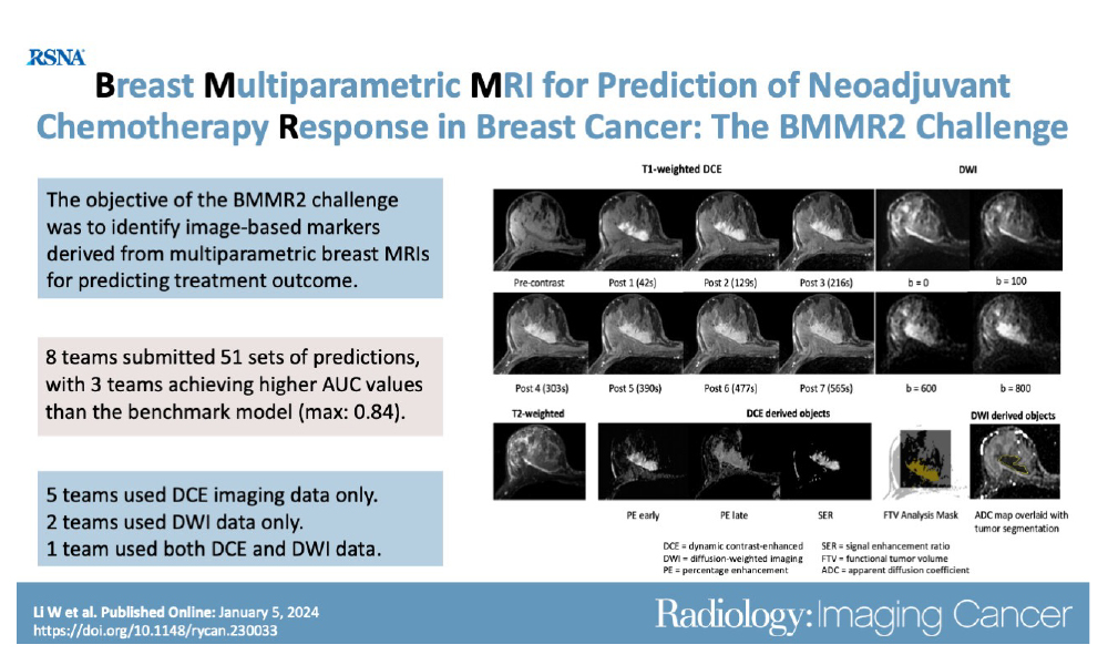 Constituent images of ADC Map overlaid with tumor segmentation: published online RSNA, Jan 2024 Breast scan images