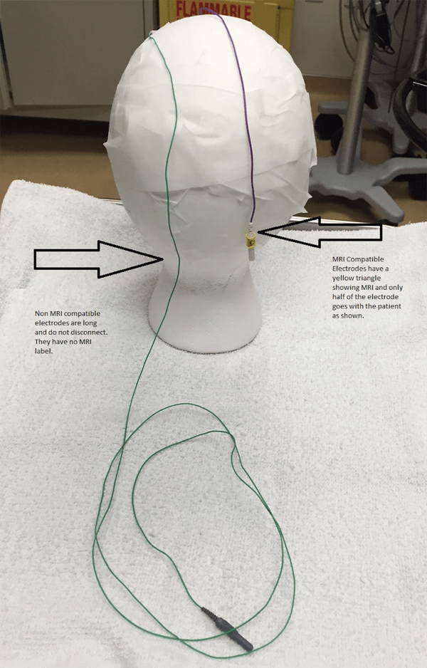 MRI Compatible versus Non-Compatible Electrodes