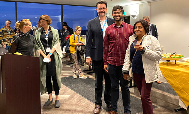 L-R C Hess, Best Podium Presenstation Awardee Abhejit Rajagopal, Sharmila Majumdar