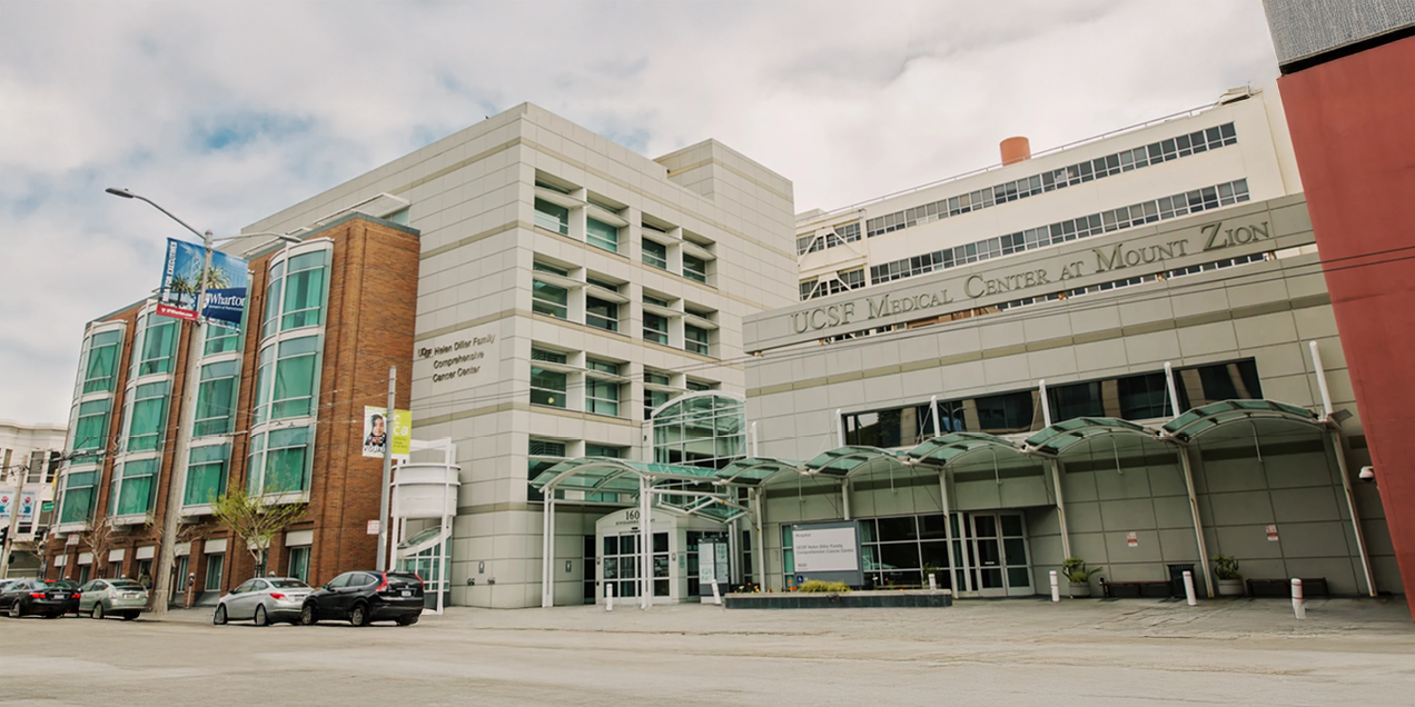 Exterior entrance of UCSF Medical Center at Mount Zion, 1600 Divisadero Street, San Francisco.