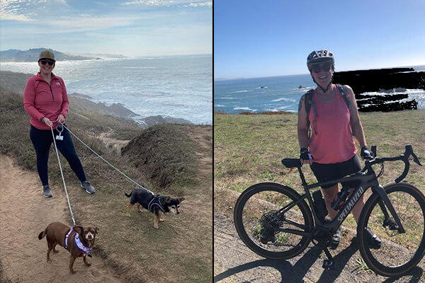 Robin Ippisch with dogs and mountain biking