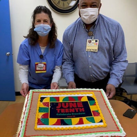 Drs. Loretta Johnson and Mark Wilson celebrated the federal holiday, Juneteenth at UCSF Radiology ZSFG.