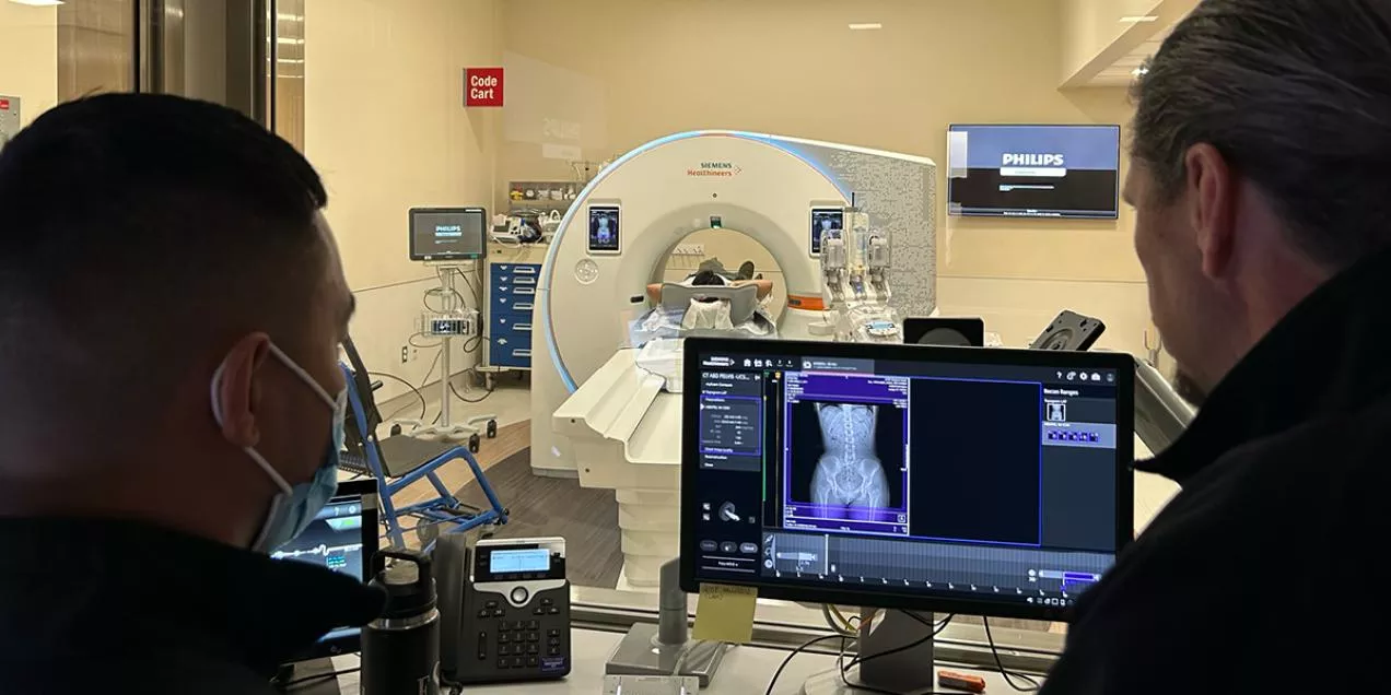 Technologists in the UCSF Emergency Department PCCT control room
