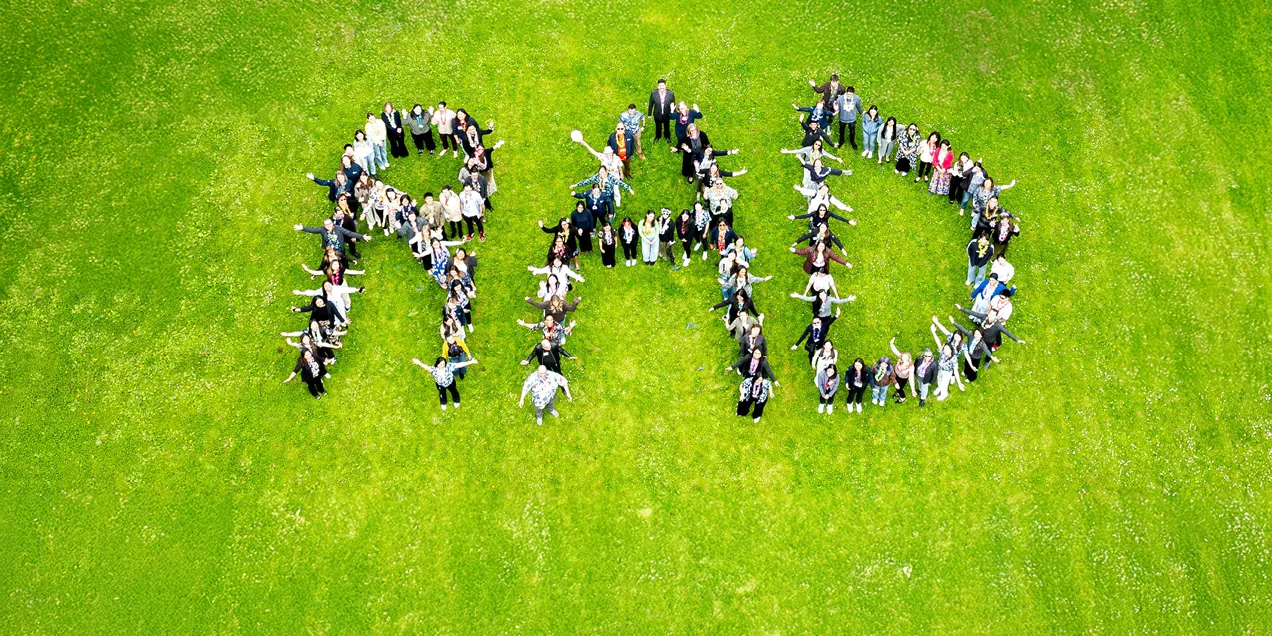 RAD word spelled out with people