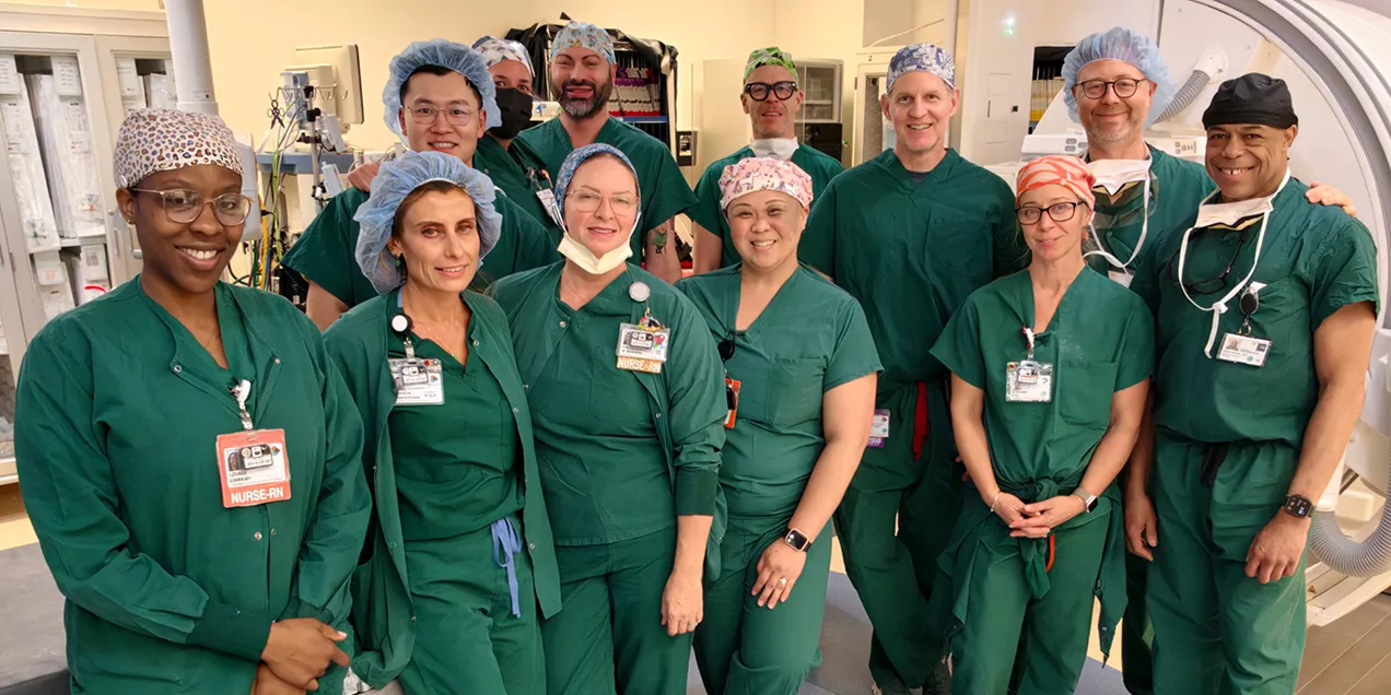 IR in 60 team, with co-leads Timothy Browder, MD, and Miles Conrad, MD, with Mark Wilson, MD, back row, right.