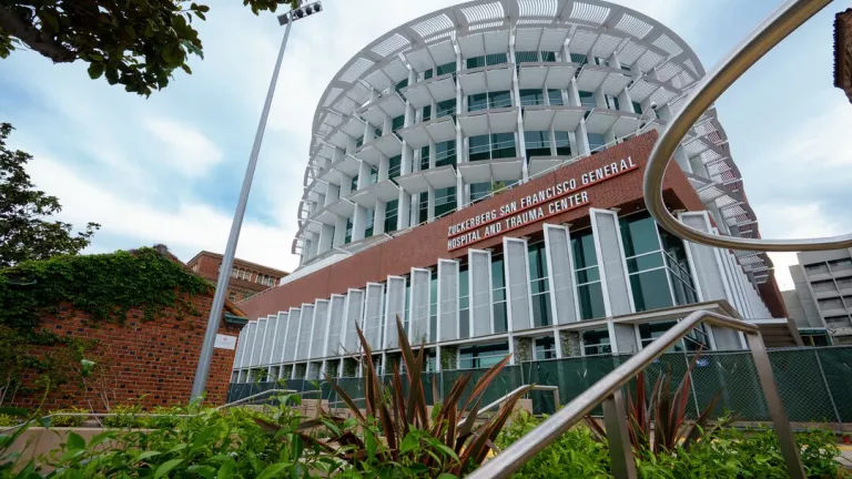 Building entrance and landscaping