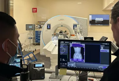 Technologists in the UCSF Emergency Department PCCT control room