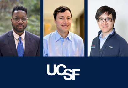 Three faculty headshots displayed side by side above the UCSF logo.