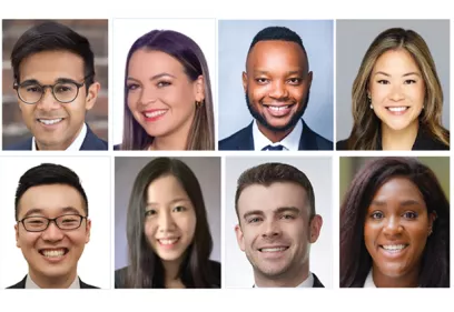 Headshots of eight radiology residents arranged in two rows of four