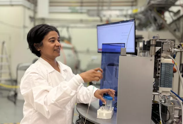 Researcher Renuka Sriram at work in the lab
