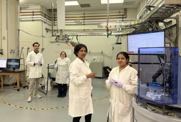 Team members working in the lab
