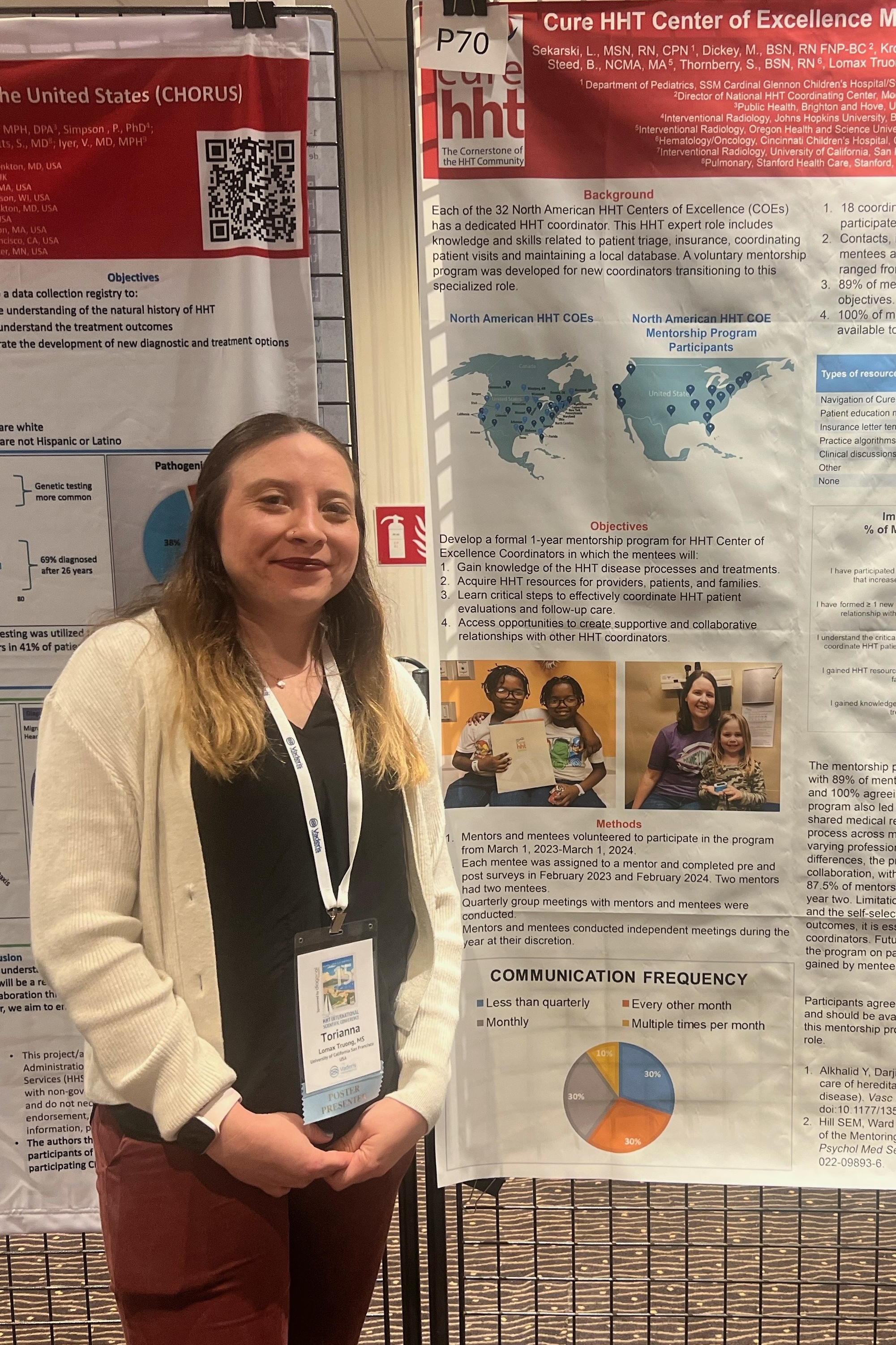 Woman standing in front of a poster