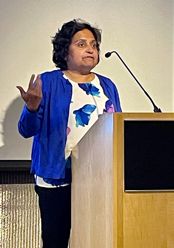 Sharmila Majumdar presenting